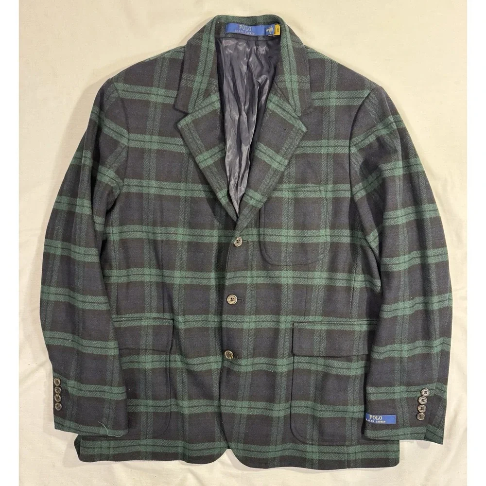 Polo Ralph Lauren Blackwatch Tartan Twill Modern Sport Coat Blazer Jacket 46 R